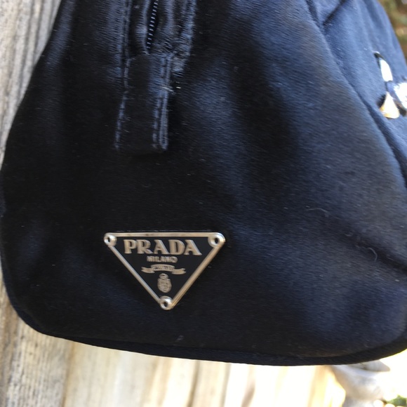 Prada Vintage Y2K Embellished Satin Silk Evening Bag Black - Picture 3 of 8